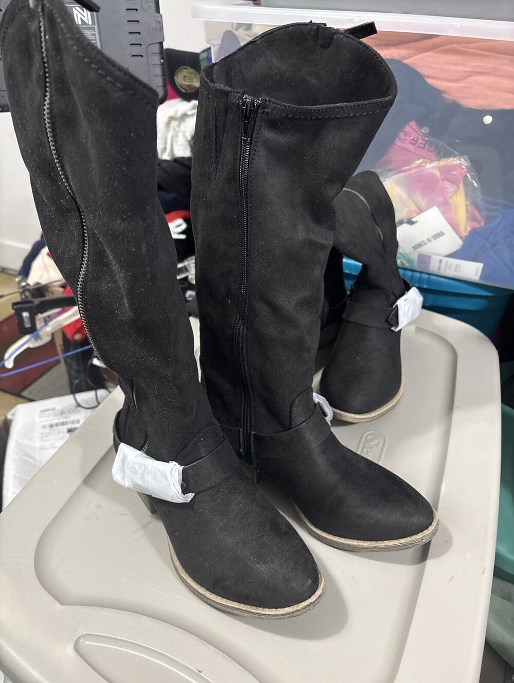 Very G Merlot Knee High Rising Books Black New Sz 7.5